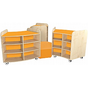 KubbyClass Grand Mobile Library Bookcases Island with Centre Seat Bundle