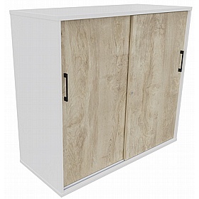 Unified Duo Tall Sliding Door Credenza Storage Unit