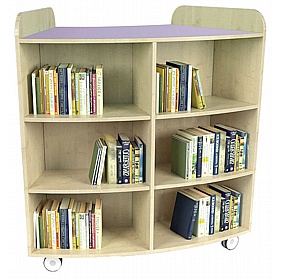 KubbyClass Mobile Junior Library Curved Bookcases and Stools Bundle - School Furniture