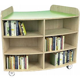 KubbyClass Mobile Junior Library Curved Bookcases and Stools Bundle - School Furniture