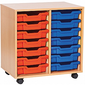 EduStore Double Column 14 Shallow Tray Storage