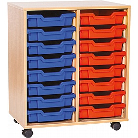 EduStore Double Column 16 Shallow Tray Storage