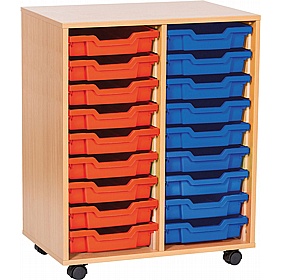 EduStore Double Column 18 Shallow Tray Storage