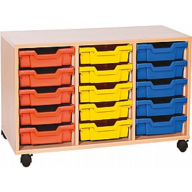 EduStore Triple Column 15 Shallow Tray Storage