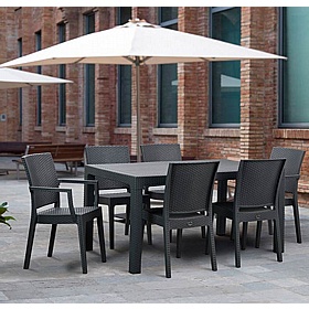 Canterbury Rattan Rectangular Polypropylene Bistro Table - Breakout & Canteen