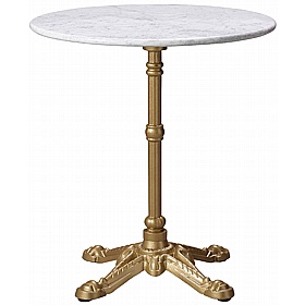 Bistro Round Solid Marble Breakout and Cafe Tables with Gold Base