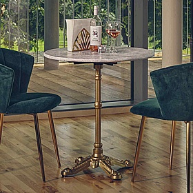 Bistro Round Solid Marble Breakout and Cafe Tables with Gold Base - Breakout & Canteen