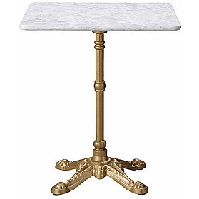 Bistro Square Solid Marble Breakout and Cafe Tables with Gold Base