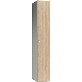 Pure Leisure Wet Area SGL Wood Effect Door Aluminium Lockers with Cam Lock - Office Storage