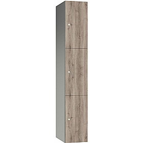 Pure Leisure Wet Area SGL Wood Effect Door Aluminium Lockers with Cam Lock - Office Storage