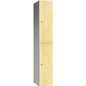 Pure Leisure Wet Area SGL Wood Effect Door Aluminium Lockers with Hasp and Staple Lock - Office Storage