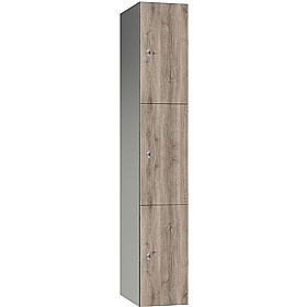 Pure Leisure Wet Area SGL Wood Effect Door Aluminium Lockers with Hasp and Staple Lock - Office Storage