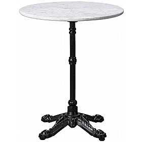 Bistro Round Solid Marble Breakout and Cafe Tables with Black Base - Breakout & Canteen