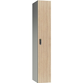 Pure Leisure Wet Area SGL Wood Effect Door Aluminium Lockers with Digital Combination Lock - Office Storage