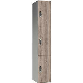 Pure Leisure Wet Area SGL Wood Effect Door Aluminium Lockers with Digital Combination Lock - Office Storage