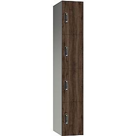 Pure Leisure Wet Area SGL Wood Effect Door Aluminium Lockers with Digital Combination Lock - Office Storage