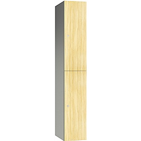 Pure Leisure Wet Area SGL Wood Effect Door Aluminium Lockers with Coin Return Lock - Office Storage