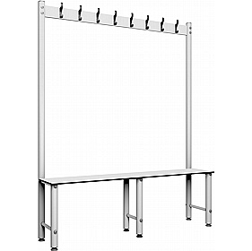 Pure Aquabench Wet Area Single Sided Changing and Cloakroom Bench Seats with Hooks