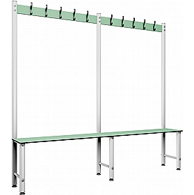 Pure Aquabench Wet Area Single Sided Changing and Cloakroom Bench Seats with Hooks - School Furniture
