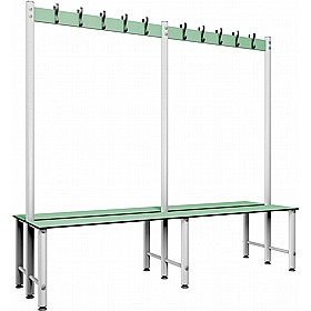 Pure Aquabench Wet Area Double Sided Changing and Cloakroom Bench Seats with Hooks