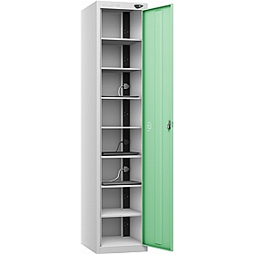 Pure Power 8 Compartment Laptop and Tablet Charging Cupboard with Hasp and Staple Lock - Office Storage