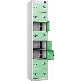 Pure Power 8 Compartment Laptop and Tablet Charging Lockers with Hasp and Staple Lock - Office Storage