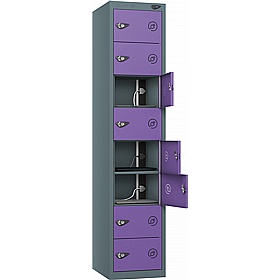Pure Power 8 Compartment Laptop and Tablet Charging Lockers with Hasp and Staple Lock - Office Storage