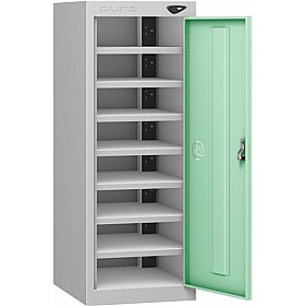 Pure Power Low 8 Compartment Laptop and Tablet Charging Cupboard with Hasp and Staple Lock - Office Storage