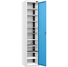 Pure Power 10 Compartment Laptop and Tablet Charging Cupboard with Manual Combination Lock - Office Storage
