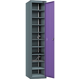 Pure Power 10 Compartment Laptop and Tablet Charging Cupboard with Manual Combination Lock - Office Storage