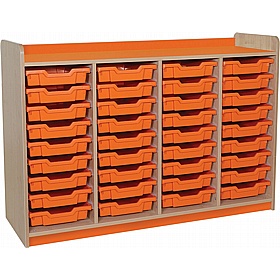 KubbyClass Library Quad Column Shallow Tray Storage Unit - School Furniture