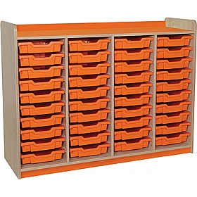 KubbyClass Library Quad Column Shallow Tray Storage Unit - School Furniture