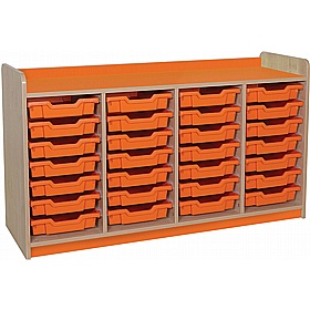 KubbyClass Library Quad Column Shallow Tray Storage Unit - School Furniture