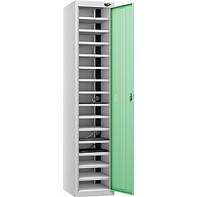 Pure Power 15 Compartment Laptop and Tablet Charging Cupboard with Cam Lock - Office Storage