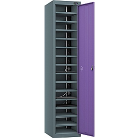 Pure Power 15 Compartment Laptop and Tablet Charging Cupboard with Cam Lock - Office Storage