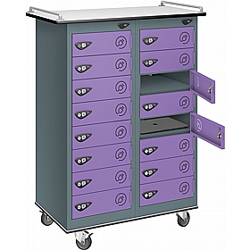 Pure Power 16 Compartment Laptop and Tablet Charging Mobile Lockers with Cam Lock - Office Storage