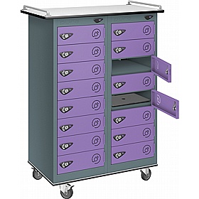 Pure Power 16 Compartment Laptop and Tablet Charging Mobile Lockers with Hasp and Staple Lock - Office Storage