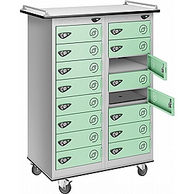 Pure Power 16 Compartment Laptop and Tablet Charging Mobile Lockers with Hasp and Staple Lock - Office Storage