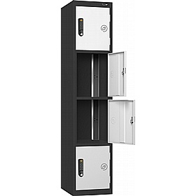 Pure Power 4 Compartment High Capacity Charging Lockers with Digital Combination Lock - Office Storage