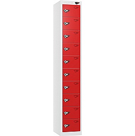 Pure Antibacterial 10 Compartment Personal Effects Lockers with Hasp and Staple Lock - Office Storage