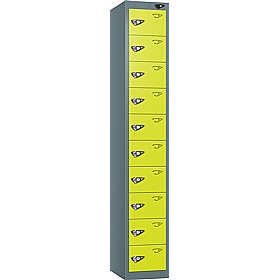 Pure Antibacterial 10 Compartment Personal Effects Lockers with Hasp and Staple Lock - Office Storage