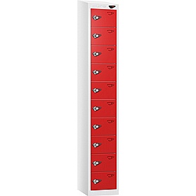 Pure Antibacterial Sloping Top 10 Compartment Personal Effects Lockers with Hasp and Staple Lock - Office Storage