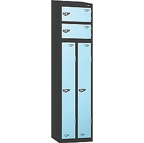 Pure Antibacterial Sloping Top Two Person Lockers with Hasp and Staple Lock - Office Storage