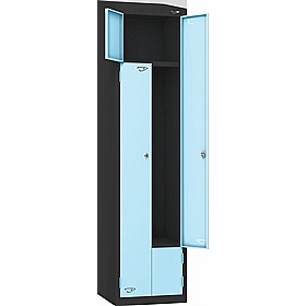 Pure Antibacterial Sloping Top Z2 Twin Door Lockers with Hasp and Staple Lock - Office Storage