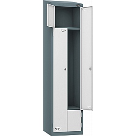 Pure Antibacterial Sloping Top Z2 Twin Door Lockers with Hasp and Staple Lock - Office Storage