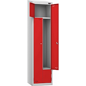 Pure Antibacterial Sloping Top Z2 Twin Door Lockers with Coin Return Lock - Office Storage