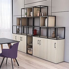 Matrix Storage Double Door Cupboard with Column Frame - Office Storage