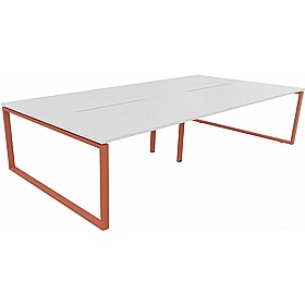 Apex 4 Person Hoop Leg Rectangular Back to Back Bench Desks - Office Desks