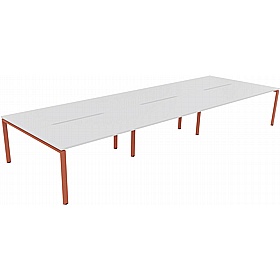Apex 6 Person Goalpost Rectangular Back to Back Bench Desks - Office Desks