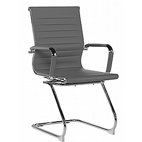 Aura Contemporary Medium Back Bonded Leather Visitor Chairs - Office Chairs